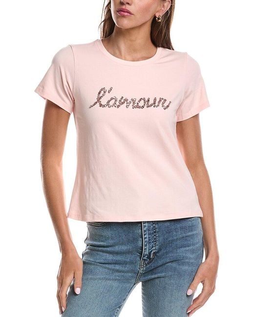 Cinq À Sept Red Lamour Crystal Shrunken T-Shirt