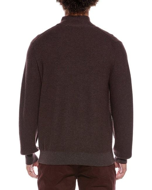 Vince Brown Geo Jacquard 1/4-Zip Wool & Cashmere-Blend Sweater for men