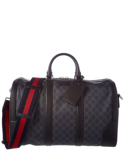 Gucci Black GG Supreme Canvas & Leather Duffel Bag