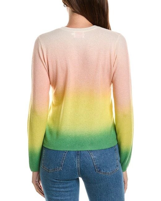 Brodie Cashmere Green Bali Print Cashmere Sweater