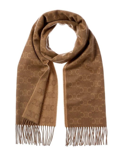Céline Brown Monogram Cashmere Scarf