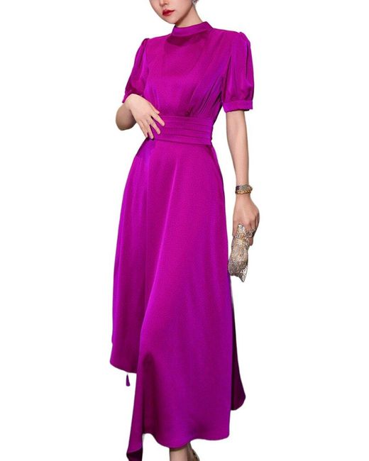 BURRYCO Purple Solid Maxi Dress