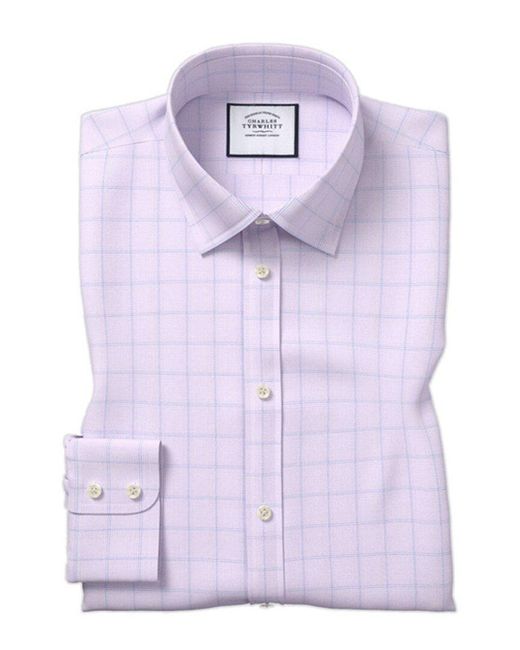 Charles Tyrwhitt Purple Egyptian Texture Check Shirt for men
