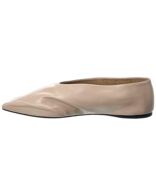 Khaite White Miriam Leather Ballerina Flat