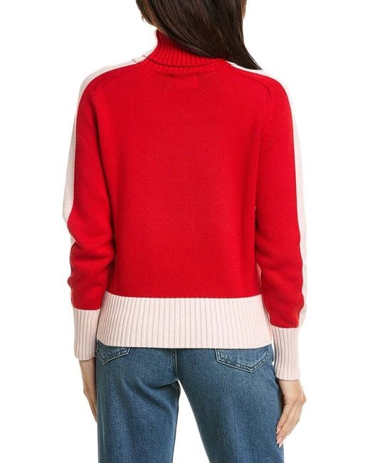 Brodie Cashmere Red Snowflake Roll Neck Cashmere-Blend Sweater
