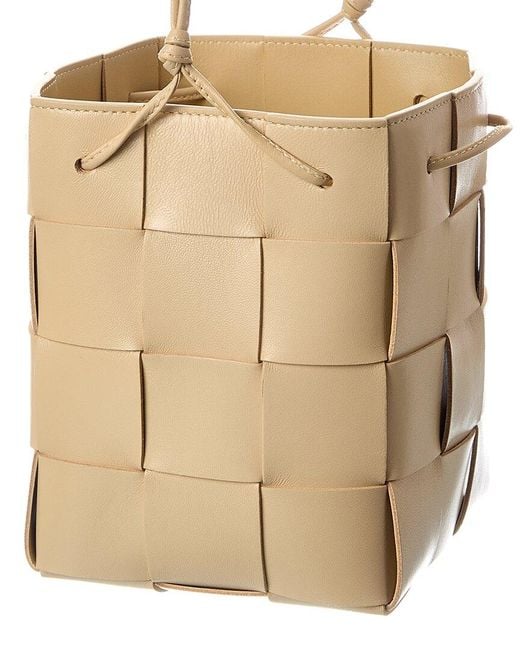 Bottega Veneta Natural Cassette Intrecciato Leather Bucket Bag