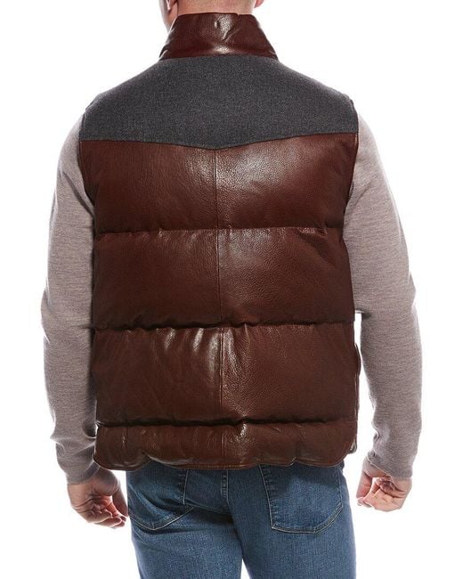 Brunello Cucinelli Brown Leather Vest for men