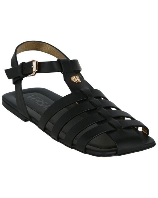 Versace Black Leather Sandal for men