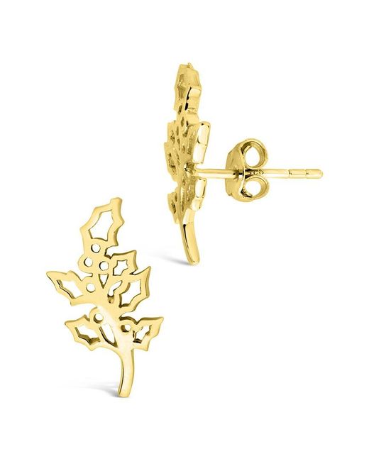 Sterling Forever Metallic 14k Over Silver Birth Flower December Holly Studs