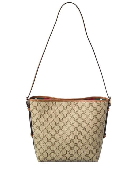 Gucci Metallic Gs Small Supreme Canvas & Leather Tote