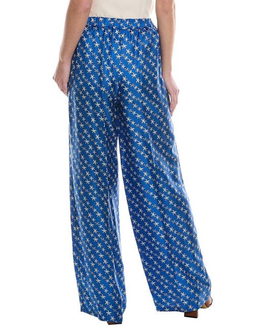 Max Mara Blue Anversa Silk Pant