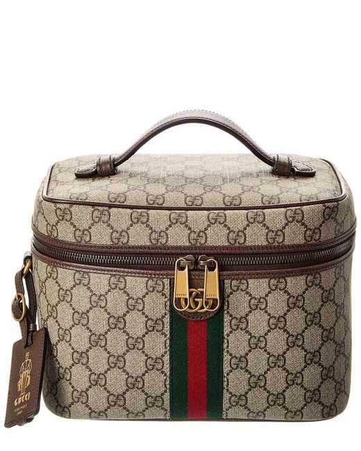 Gucci Brown Porter Medium Gg Supreme Canvas & Leather Travel Case