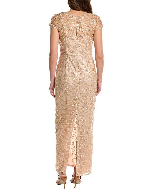 Adrianna Papell Embroidered Gown in Natural | Lyst Australia