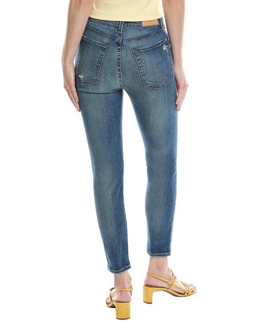 7 For All Mankind Blue Bungalow High Rise Ankle Super Skinny Jean