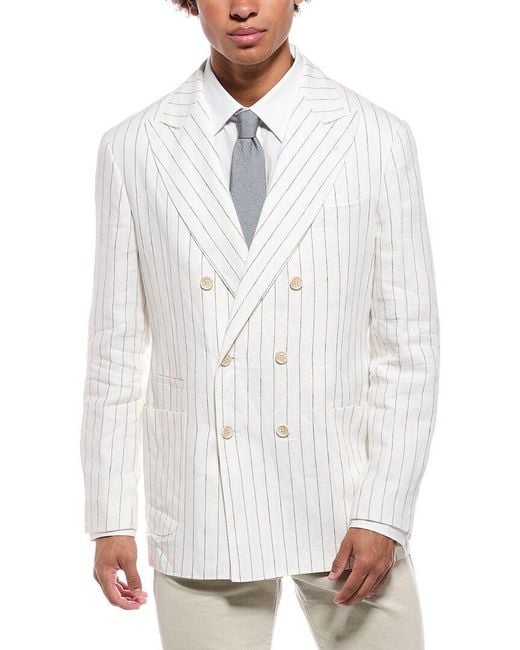 Brunello Cucinelli White Linen Blazer for men
