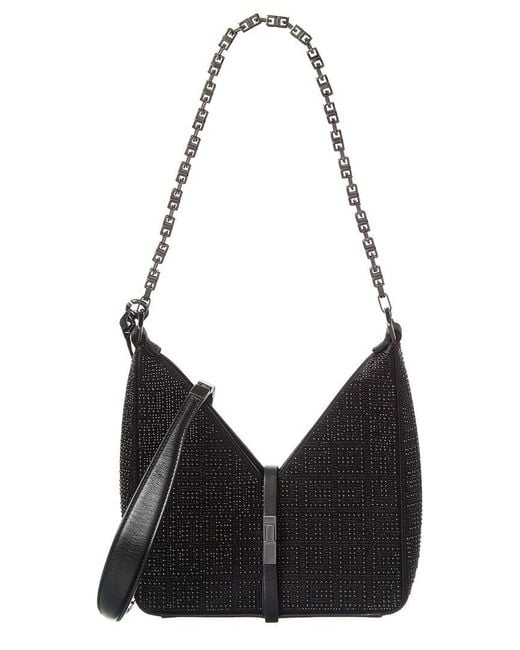 Givenchy Black Cut Out Mini Satin & Leather Shoulder Bag