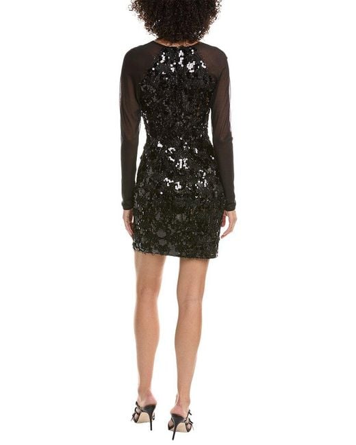 Tadashi Shoji Black Dina Sequin Eyelash Fringe Mini Dress