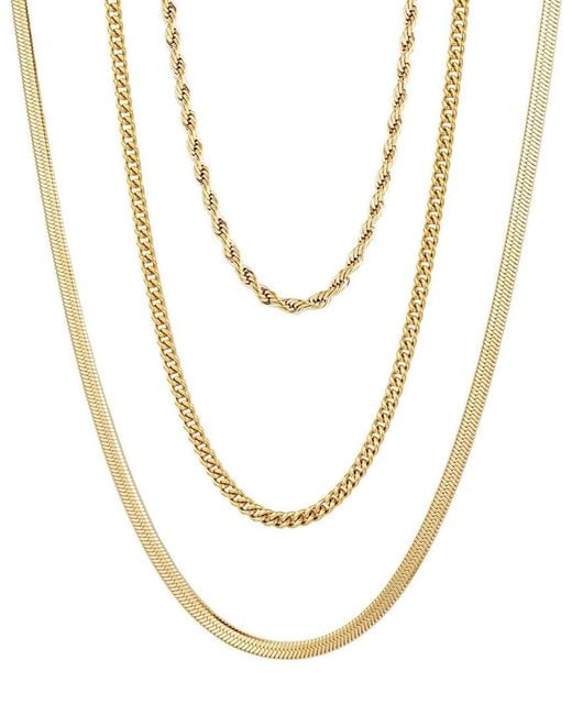 Adornia White 18K Plated Stainless Steel Tarnish-Resistant Chain Necklace Set