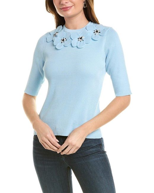 Nanette Lepore Blue Flower Sweater