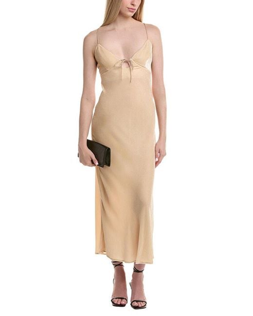 Susana Monaco Natural Velvet Bias Cut Silk-Blend Midi Dress