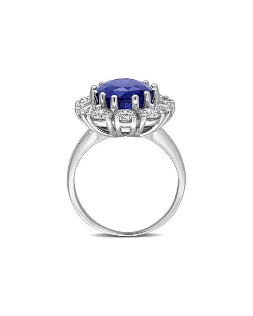 Rina Limor Blue 14K 11.61 Ct. Tw. Diamond & Sapphire Halo Ring