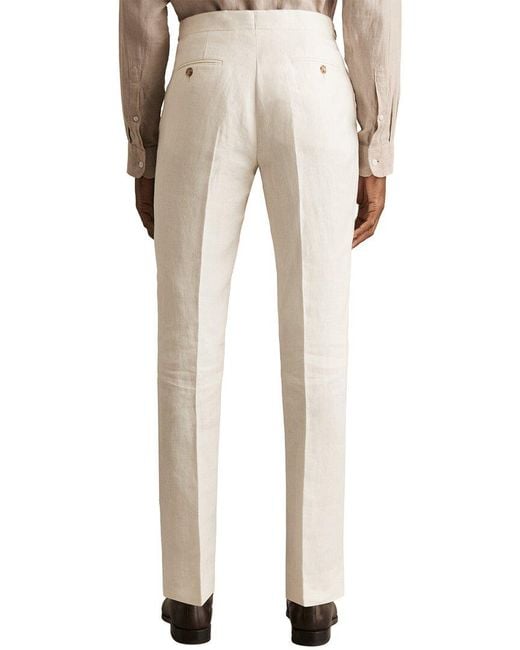 Reiss Natural Park Herringbone Linen Trouser for men