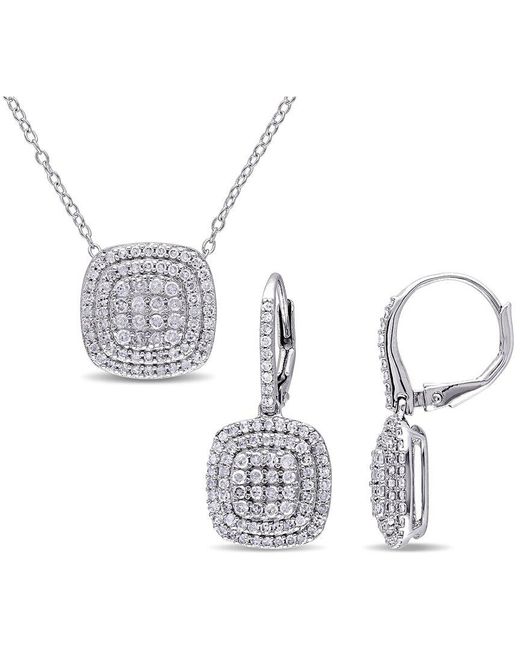 Rina Limor Metallic 1.44 Ct. Tw. Diamond Pendant & Earrings Set
