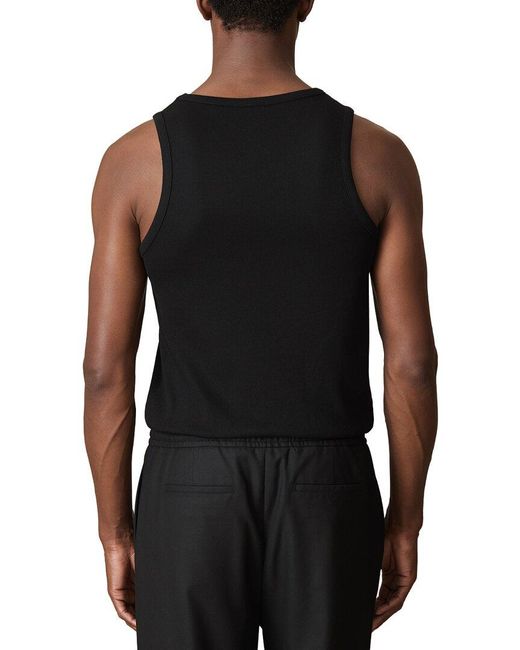 Reiss Black Longa Embroidered Ribbed Shirt for men