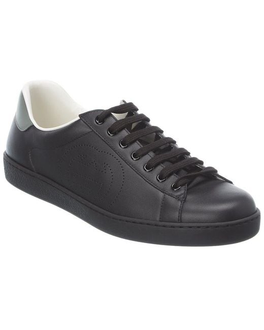 Gucci Black Ace Interlocking G Leather Sneaker for men