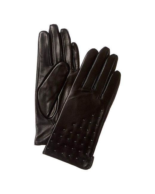 Bruno Magli Black Studded Cashmere-lined Leather Glove