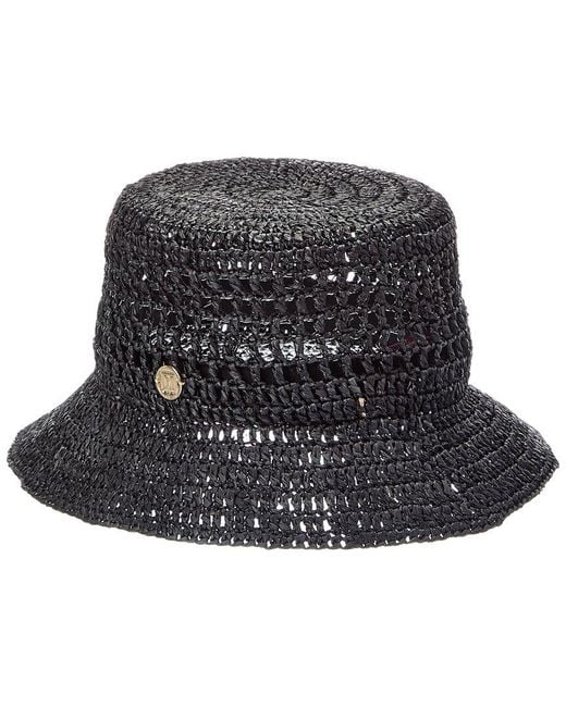 Bruno Magli Black Crochet Short Brim Bucket Hat