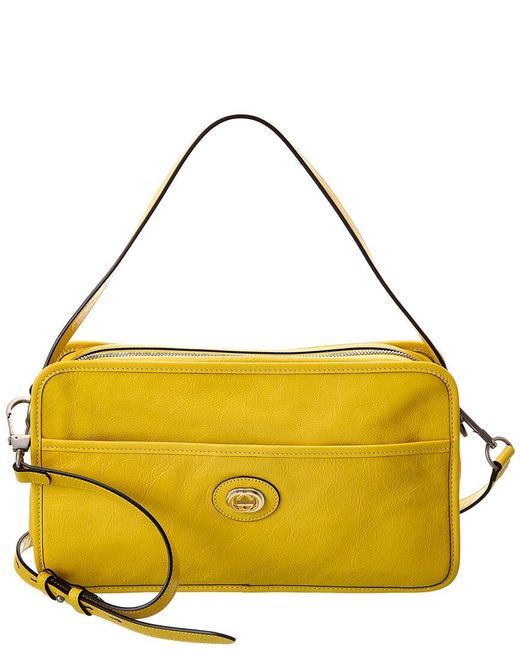 Gucci Interlocking G Leather Messenger Bag in Yellow | Lyst