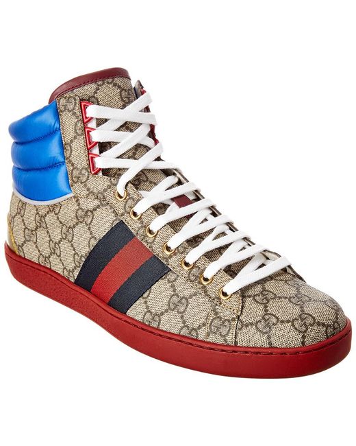 Gucci Brown Ace GG High-top Sneakers for men