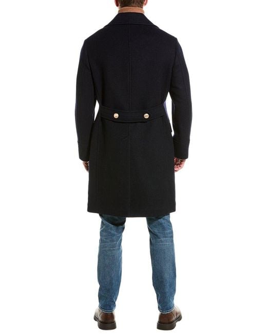 Brunello Cucinelli Black Wool & Cashmere-blend Peacoat for men