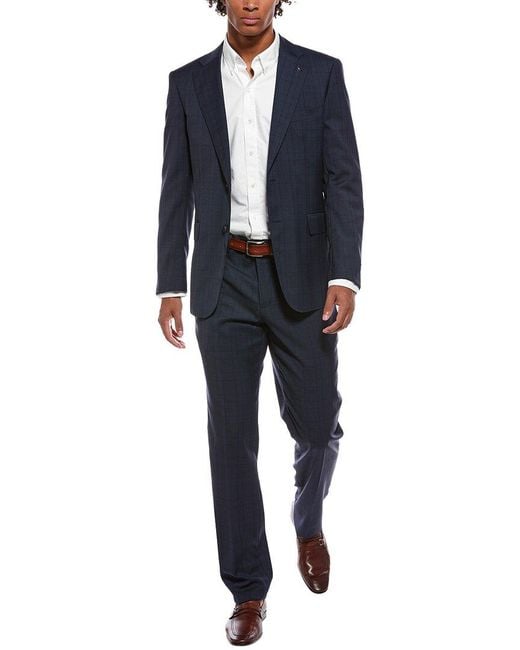 Scotch & Soda Blue 2pc Suit With Flat Front Pant for men