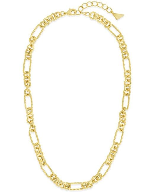Sterling Forever Metallic 14k Plated Fianna Mixed Chain Link Necklace