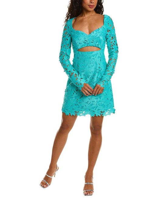 Zac Posen Blue Guipure Lace Sweetheart Mini Dress