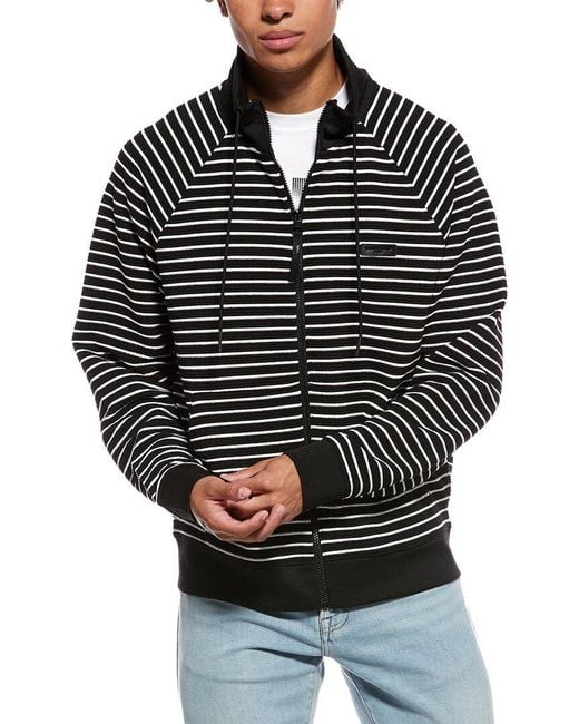 Karl Lagerfeld Black Stripe Waffle Fleece Jacket for men