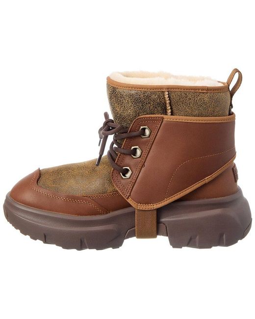 Ugg Brown Logo Leather & Suede Ankle Boot for men