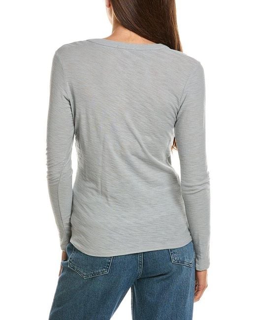 James Perse Gray Jersey Henley Top