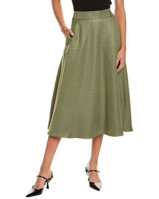 Alexia Admor Green Leonie Tweed Maxi Skirt