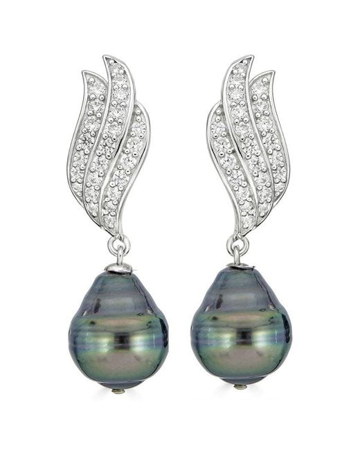 Belpearl White Silver 10mm Freshwater Pearl Cz Earrings