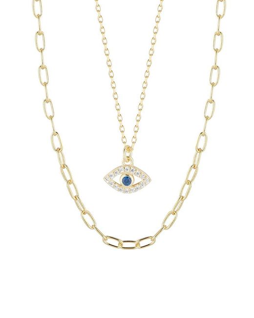 Glaze Jewelry White 14k Over Silver Cz Evil Eye Pendant Necklace