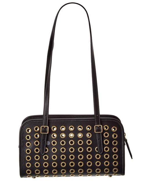 COACH Black The Originals Grommets Swing Zip Leather Bag