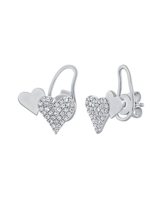 Diana M White Fine Jewelry 14k 0.19 Ct. Tw. Diamond Heart Studs