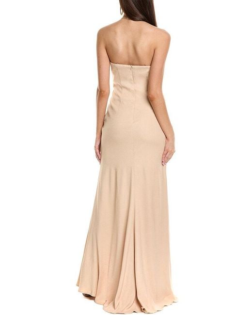 Rene Ruiz Natural Pleated Column Gown