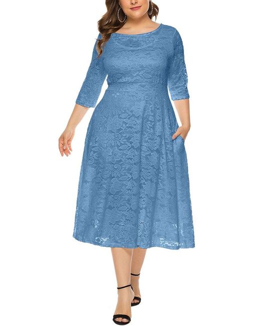 ROMANISSA Blue Midi Dress