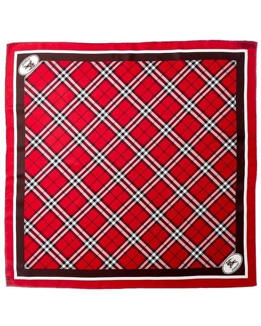 Burberry Red Check Silk Scarf