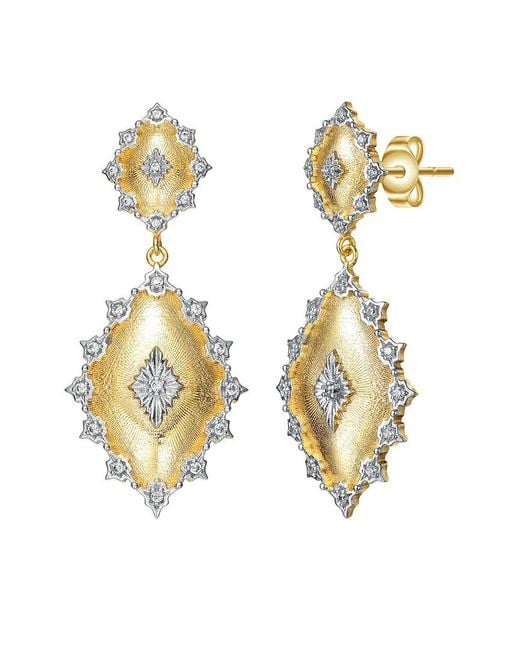 Rachel Glauber Metallic Two-tone Plated Cz Dangle Earrings