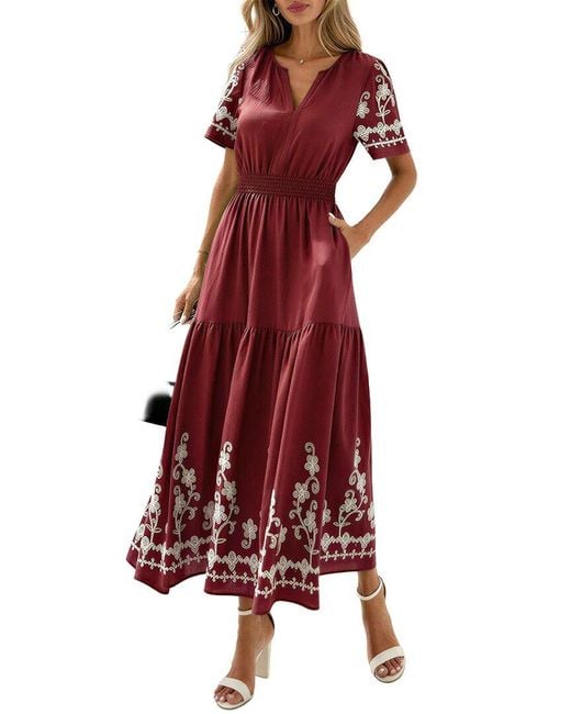 AMINA GLAM Red Maxi Dress